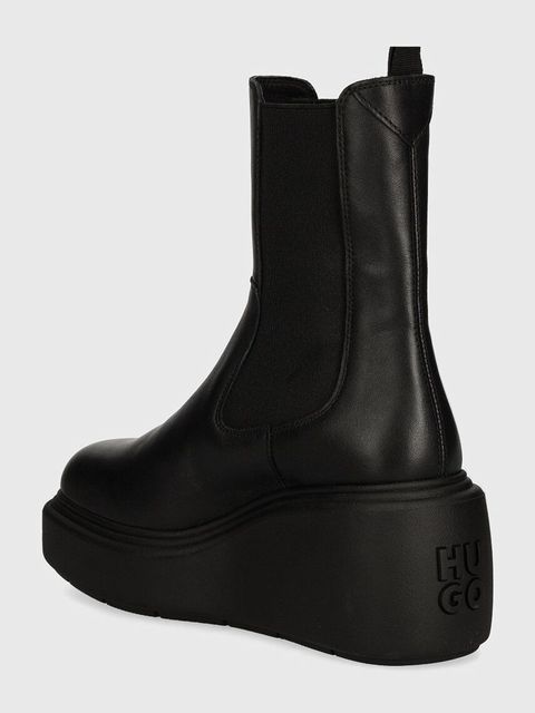 HUGO botki Meghan damskie kolor czarny na platformie 50523192