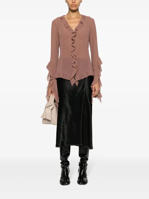 Acne Studios satin wrap midi skirt - Black - zdjęcie produktu nr 2