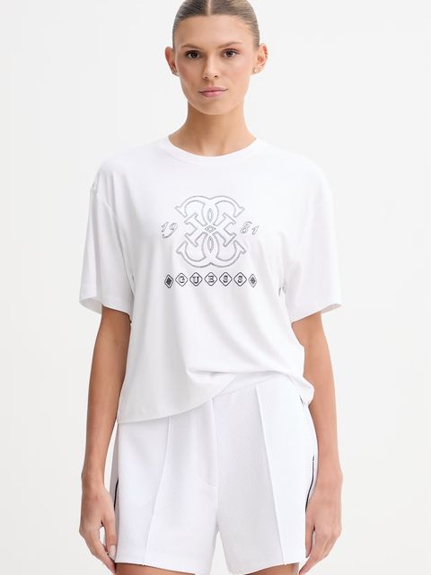 Guess T-shirt damski z wiskozy GABI - zdjęcie produktu nr 2