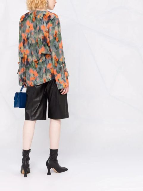 Off-White graphic-print silk blouse - Green