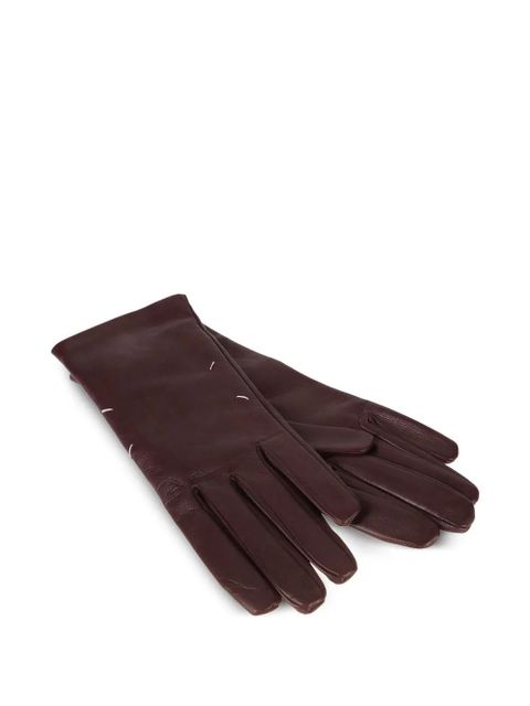 Maison Margiela leather fou-stitches gloves - Red