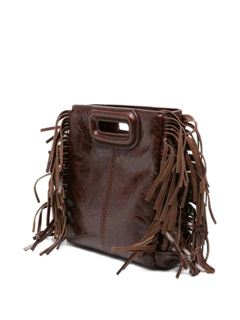 Maje patent-leather fringe mini bag - Brown
