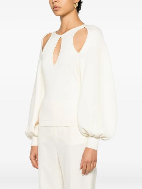 Chloé cut-out puff-sleeve sweater - Neutrals
