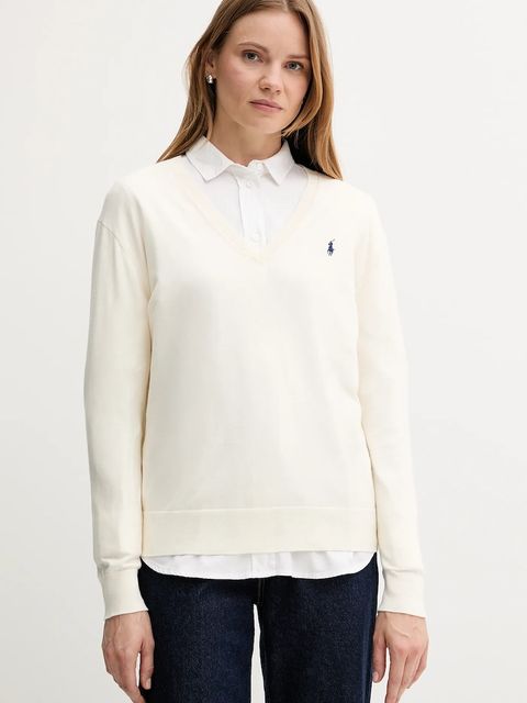 Polo Ralph Lauren sweter bawełniany damski kolor beżowy lekki 211972105 - zdjęcie produktu nr 1