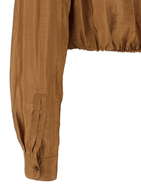 Saint Laurent tie-neck cropped blouse - Brown