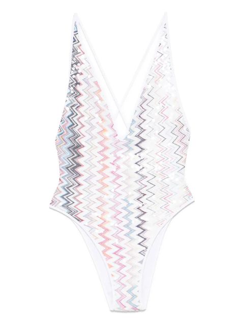 Missoni zigzag-pattern swimsuit - White - zdjęcie produktu nr 1