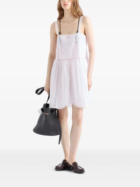 Prada logo-embroidered mini dress - White
