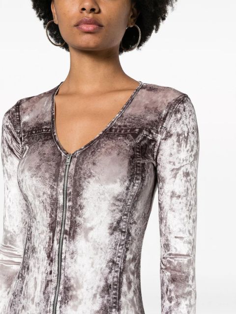 Diesel photograph-print V-neck dress - Grey