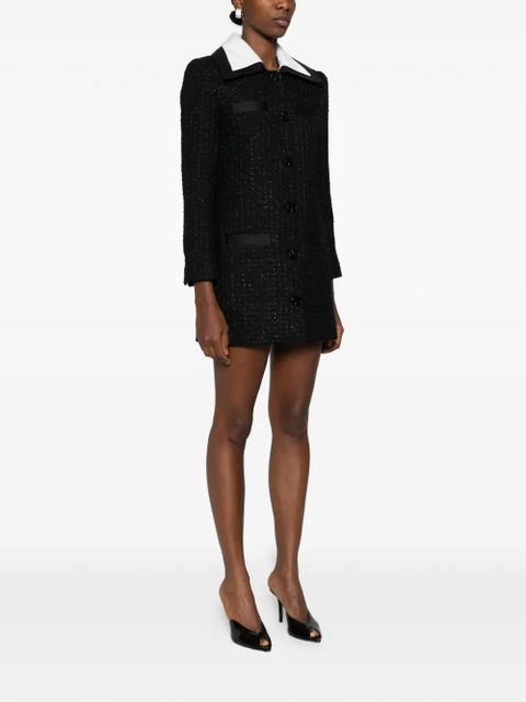 Self-Portrait bouclé mini dress - Black