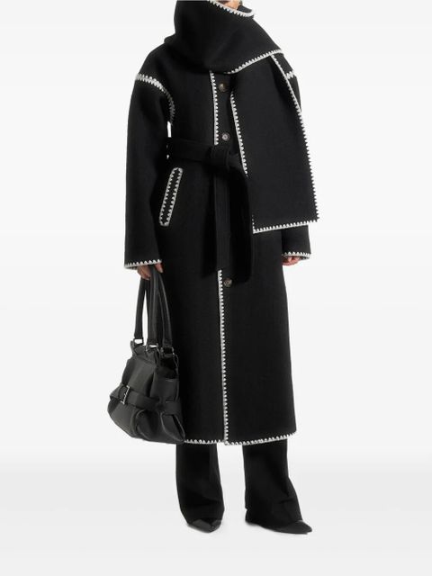 Manière De Voir Elora blanket-stitch belted coat - Black