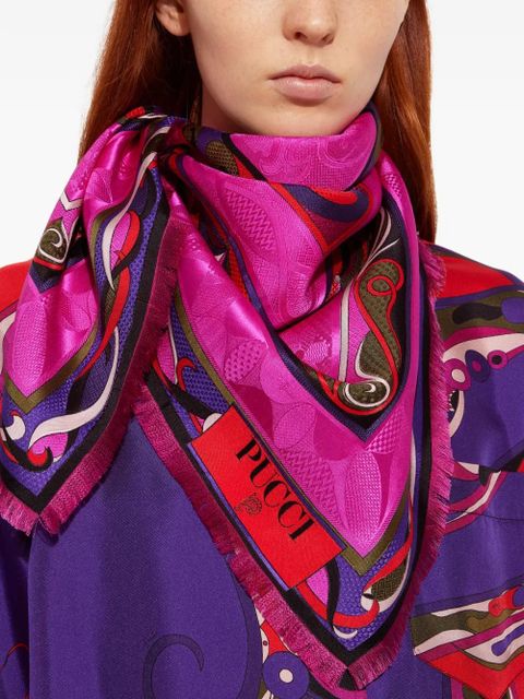PUCCI mixed-print jacquard scarf - Pink