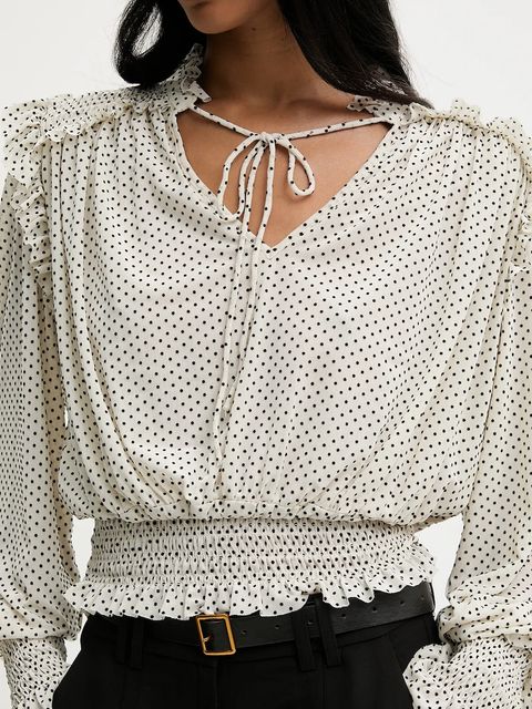 Answear.LAB bluzka damska kolor beżowy wzorzysta