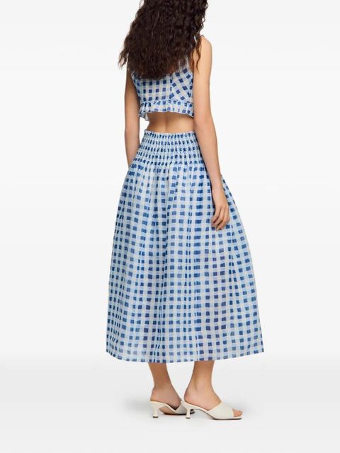 SANDRO check-pattern Gingham long skirt - White