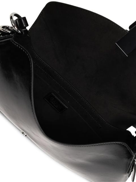 GANNI logo-buckle shoulder bag - Black