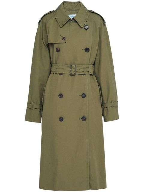 Prada double-breasted belted trench coat - Green