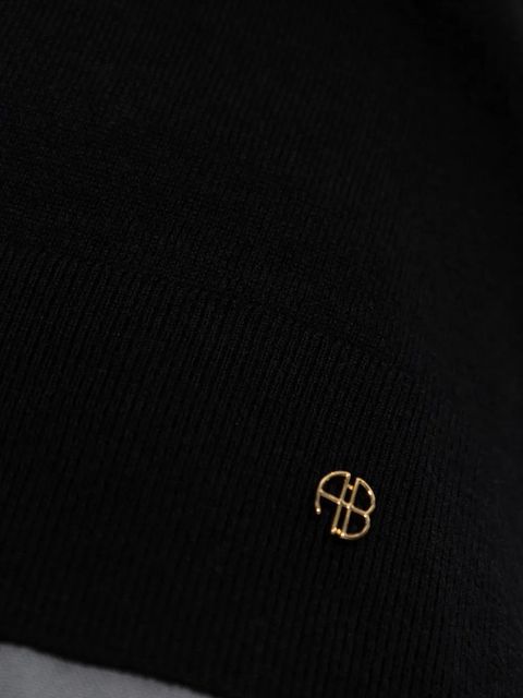 ANINE BING fine-knit polo shirt - Black