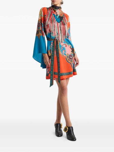 ETRO placed-print belted mini dress - Blue - zdjęcie produktu nr 2