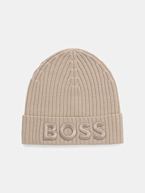 BOSS czapka wełniana kolor beżowy 50497815 - zdjęcie produktu nr 1