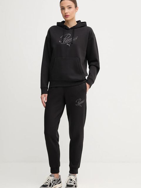 Puma bluza damska kolor czarny z kapturem z aplikacją 688072 - zdjęcie produktu nr 2