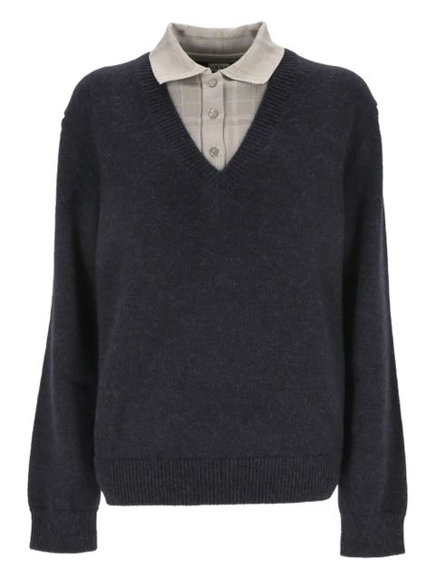 LOEWE V-neck long-sleeve sweater - Blue - zdjęcie produktu nr 1