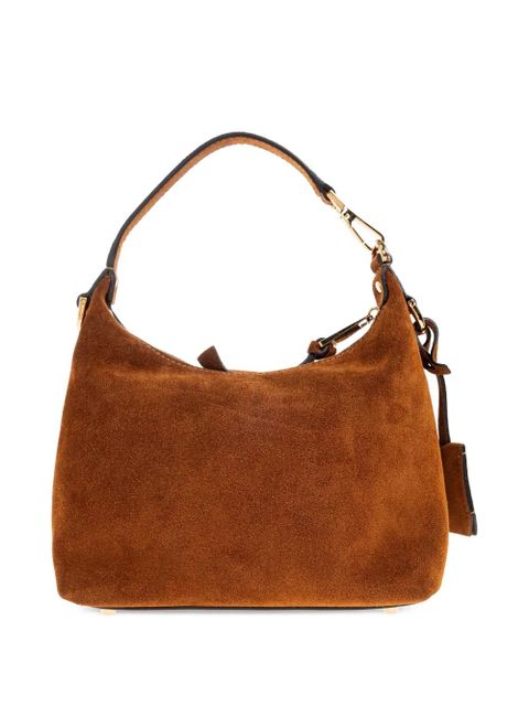 Versace logo-lettering suede tote bag - Brown