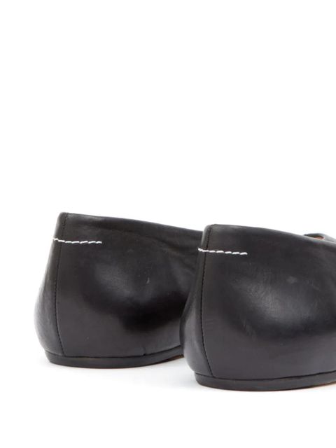 MM6 Maison Margiela stitch-out leather ballerina shoes - Black