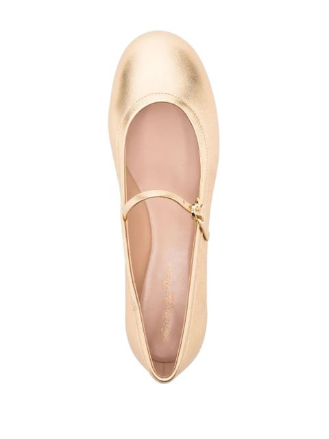 Gianvito Rossi Carla buckled ballerina shoes - Gold