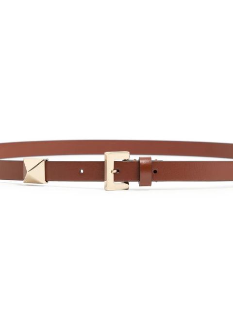 Valentino Garavani shiny calfskin side stud belt 15mm - Brown