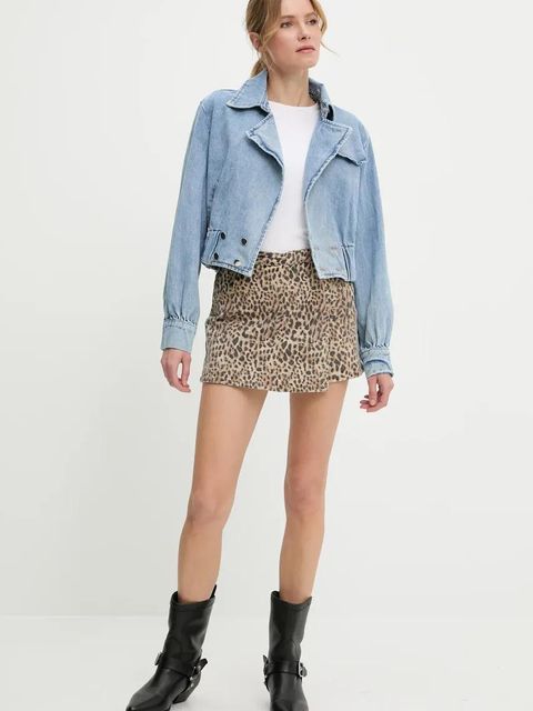 Answear.LAB spódnicospodnie jeansowe damskie kolor beżowy wzorzyste high waist - zdjęcie produktu nr 2