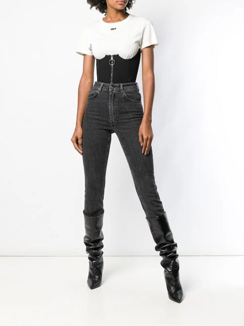 Off-White cupless corset top - Black - zdjęcie produktu nr 2