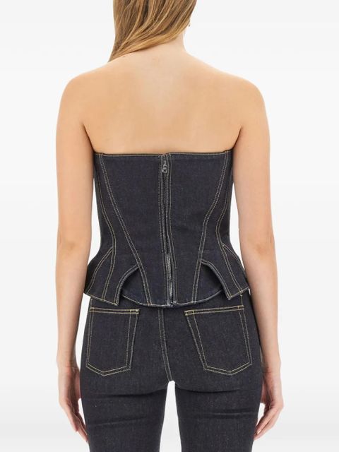 Alexander McQueen denim bustier top - Blue