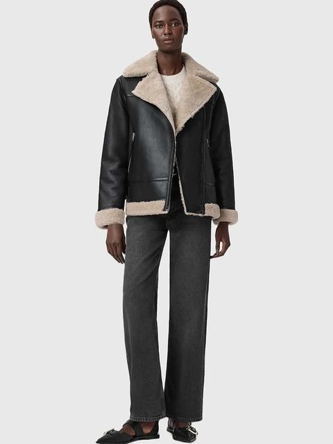 AllSaints kurtka skórzana SOLA damska kolor czarny W120LB