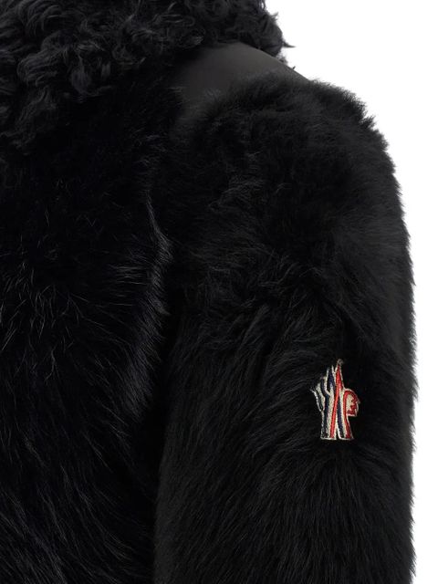 Moncler Grenoble Valdivian shearling belted-waist faux-fur jacket - Black