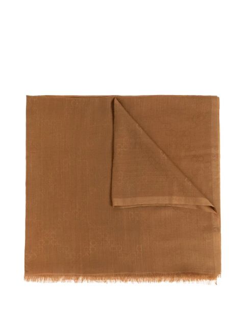 Ferragamo Gancini-monogram frayed scarf - Brown - zdjęcie produktu nr 1