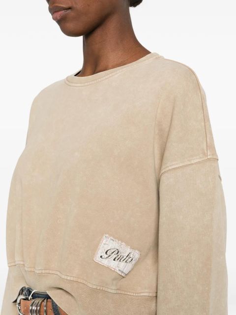 PINKO cropped label sweatshirt - Neutrals