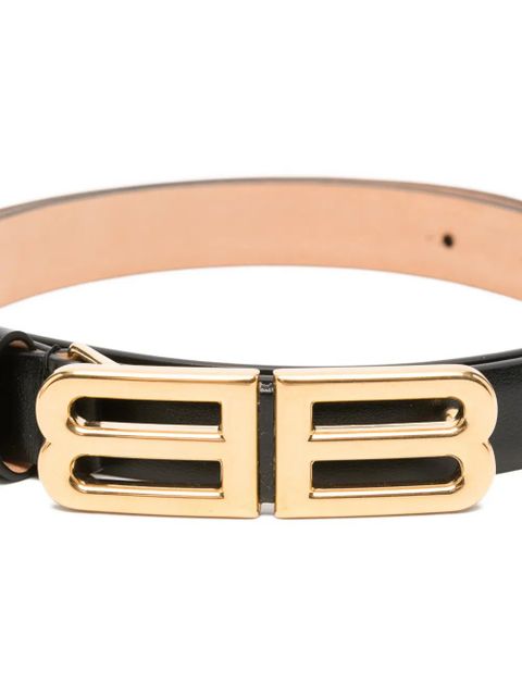 Balenciaga BB logo leather belt - Black