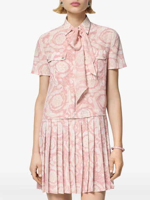 Versace Barocco Lavalli�re silk mini dress - Pink