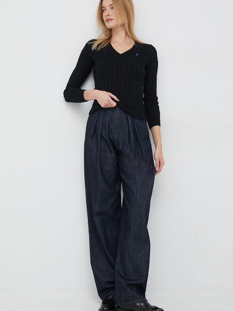 Polo Ralph Lauren sweter bawełniany kolor czarny lekki