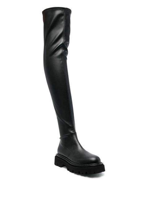 Casadei leather over-the-knee boots - Black - zdjęcie produktu nr 2