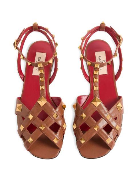 Valentino Garavani studdy kidskin sandals - Brown