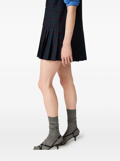 Miu Miu pleated plaid mini-dress - Green