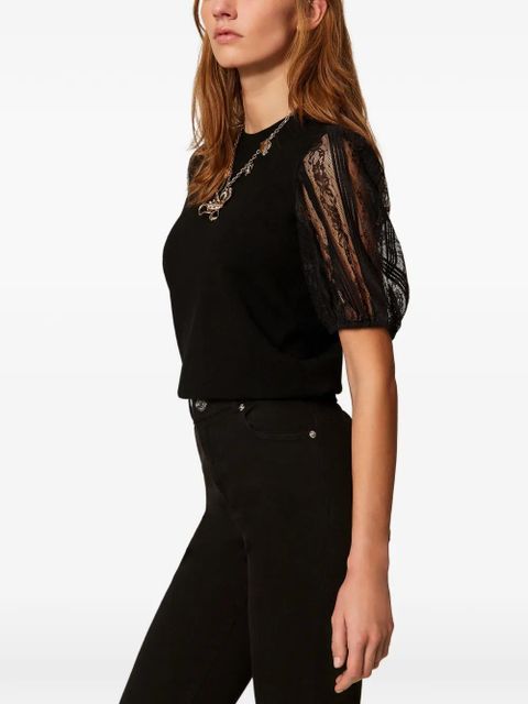 TWINSET lace-sleeve T-shirt - Black