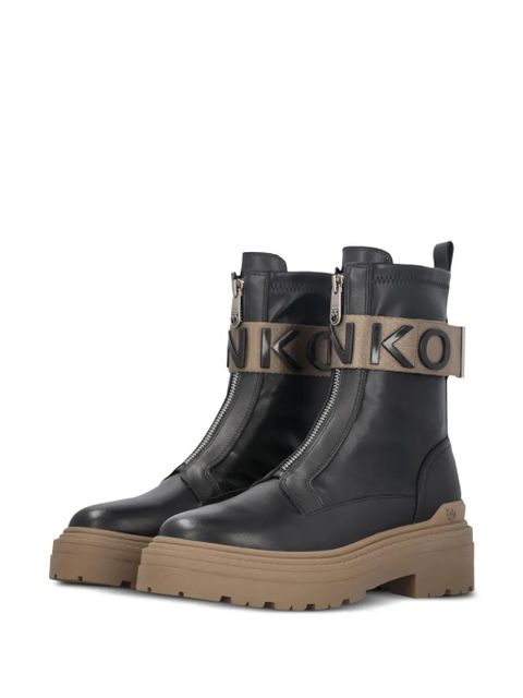 PINKO Mia logo-strap ankle boots - Black