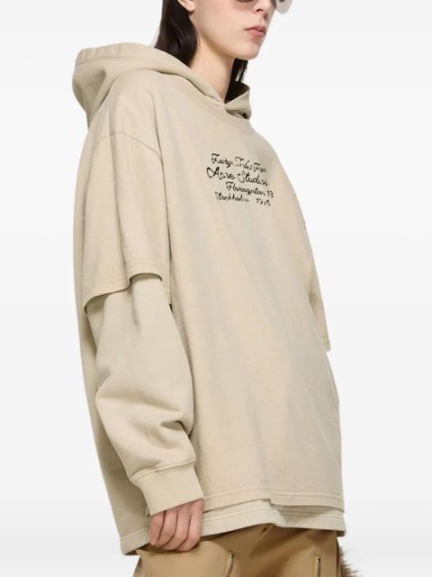Acne Studios double-layered lettering-detail hoodie - Neutrals
