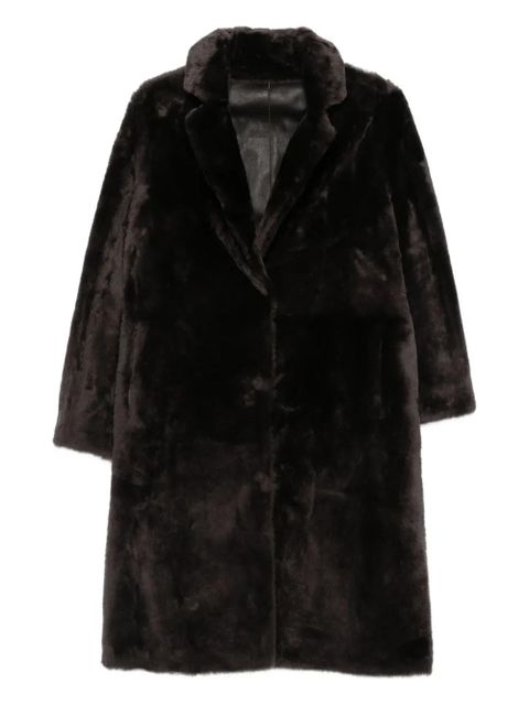 Yves Salomon notched-collar coat - Brown - zdjęcie produktu nr 1