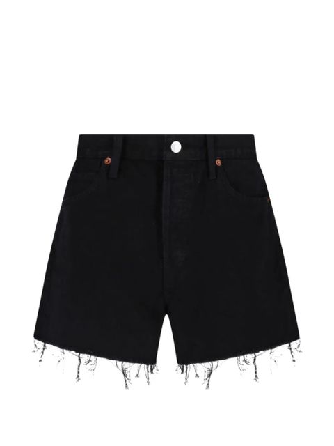 RE/DONE The Breezy raw-cut frayed shorts - Black - zdjęcie produktu nr 1