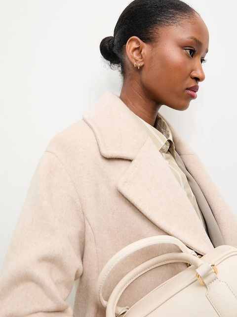 Answear.LAB płaszcz wełniany kolor beżowy przejściowy oversize