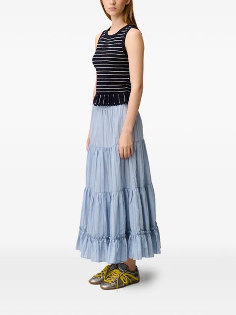 Claudie Pierlot striped ruffled top - Blue