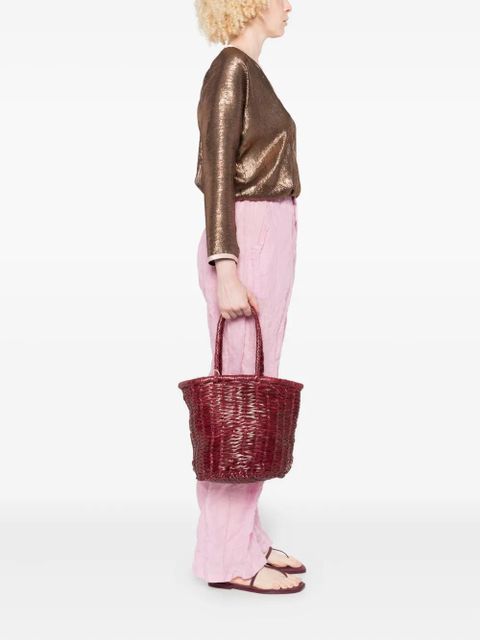 DRAGON DIFFUSION braided leather bucket bag - Red