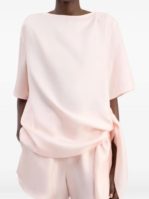 LouLou de Saison Mano asymmetric knotted silk top - Pink